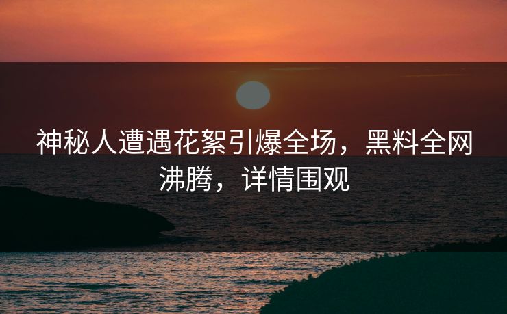 神秘人遭遇花絮引爆全场，黑料全网沸腾，详情围观