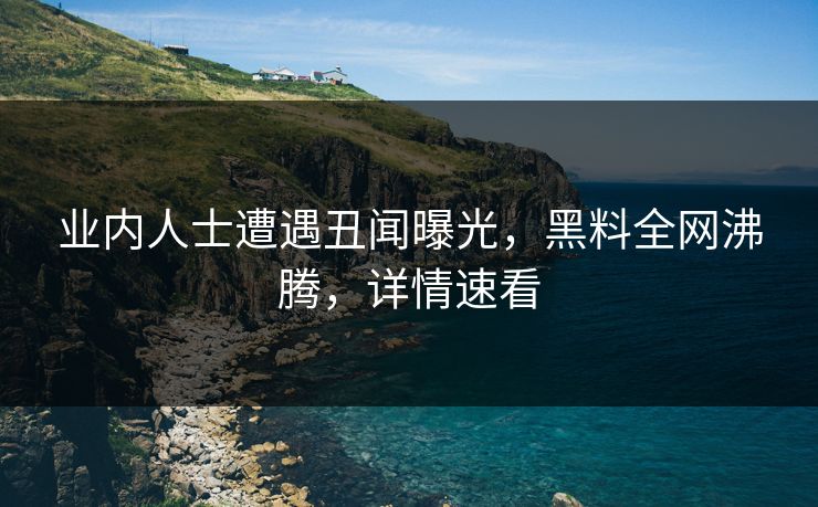 业内人士遭遇丑闻曝光，黑料全网沸腾，详情速看