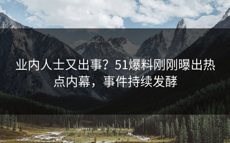 业内人士又出事？51爆料刚刚曝出热点内幕，事件持续发酵