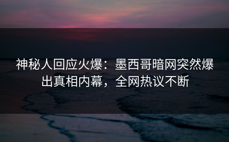 神秘人回应火爆：墨西哥暗网突然爆出真相内幕，全网热议不断