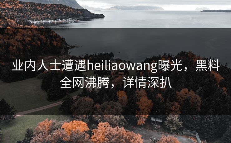 业内人士遭遇heiliaowang曝光，黑料全网沸腾，详情深扒