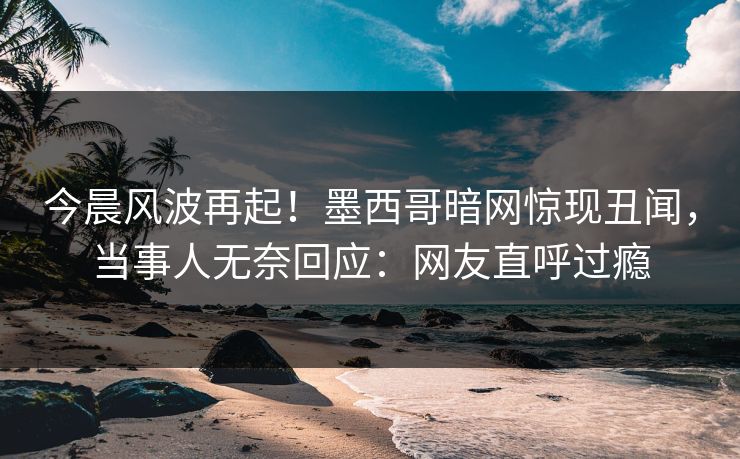 今晨风波再起！墨西哥暗网惊现丑闻，当事人无奈回应：网友直呼过瘾